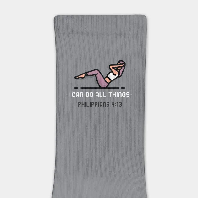 I Can Do All Things Socks — Philippians 4:13 Christian Scripture Crew Socks with Faith-Filled Message, Everyday Comfort & Encouragement Gift for Believers