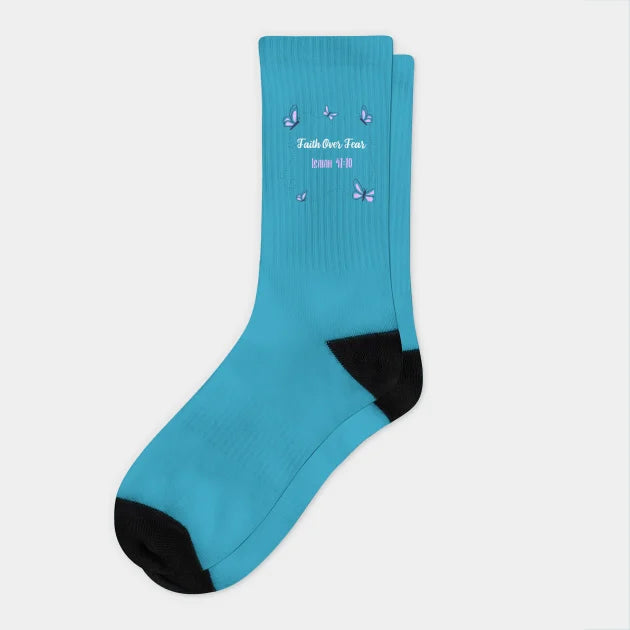Faith Over Fear Socks — Isaiah 41:10 Scripture Crew Socks with Bible Reminder, Bold Christian Encouragement & Everyday Comfort Gift for Believers
