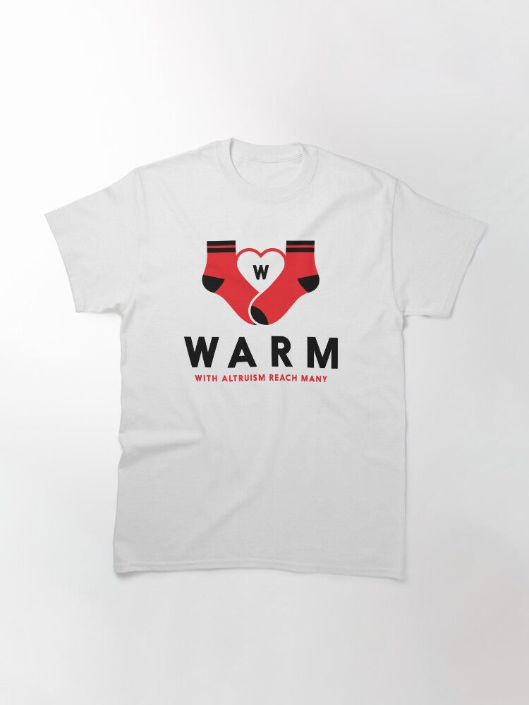 WARM Socks Unisex Graphic Tee Bold ‘WARM’ Comfort-Inspired Crewneck Shirt, Soft Everyday Casual Wear & Thoughtful Gift for Comfort Lovers Everywhere