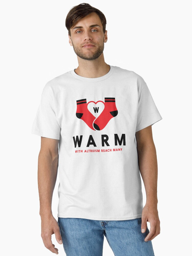 WARM Socks Unisex Graphic Tee Bold ‘WARM’ Comfort-Inspired Crewneck Shirt, Soft Everyday Casual Wear & Thoughtful Gift for Comfort Lovers Everywhere