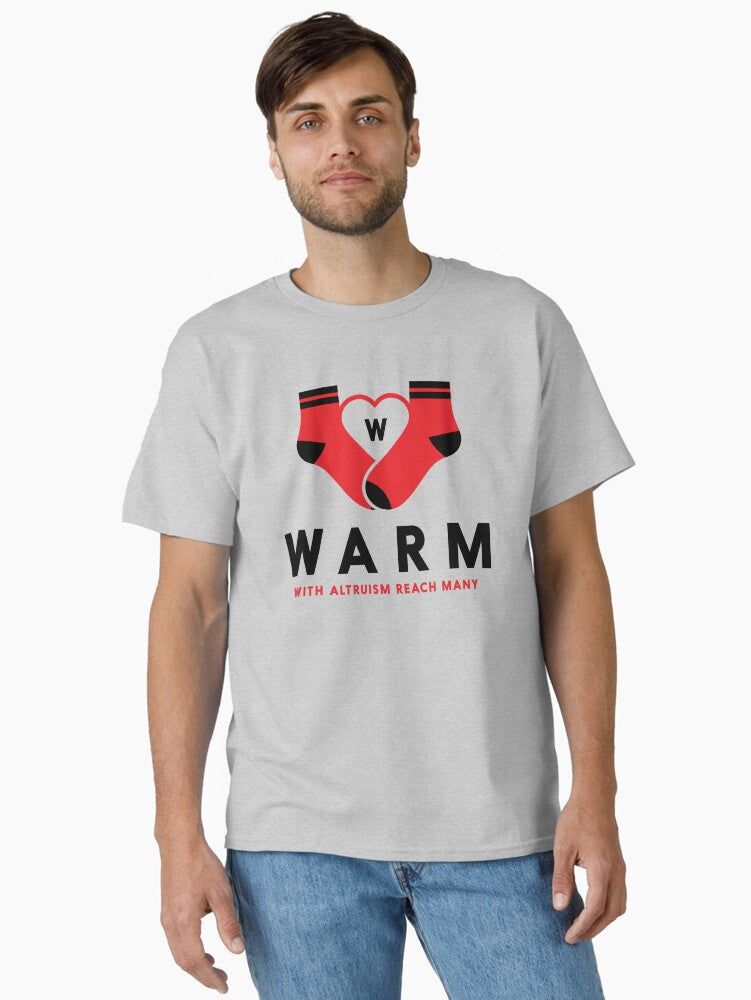 WARM Socks Unisex Graphic Tee Bold ‘WARM’ Comfort-Inspired Crewneck Shirt, Soft Everyday Casual Wear & Thoughtful Gift for Comfort Lovers Everywhere