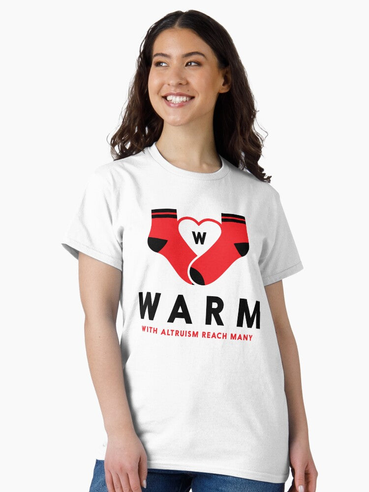 WARM Socks Unisex Graphic Tee Bold ‘WARM’ Comfort-Inspired Crewneck Shirt, Soft Everyday Casual Wear & Thoughtful Gift for Comfort Lovers Everywhere