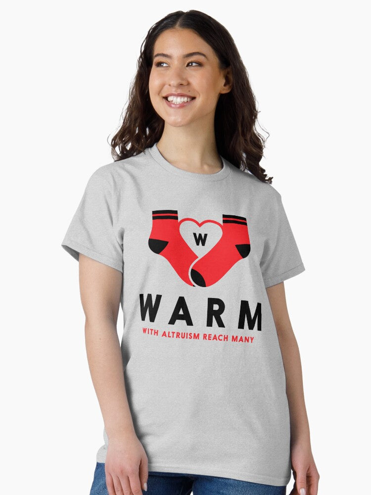 WARM Socks Unisex Graphic Tee Bold ‘WARM’ Comfort-Inspired Crewneck Shirt, Soft Everyday Casual Wear & Thoughtful Gift for Comfort Lovers Everywhere