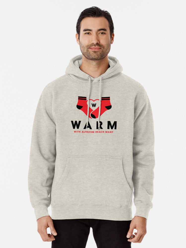 WARM Socks Comfort Hoodie Cozy Unisex Pullover with Bold ‘WARM’ Design, Soft Everyday Wear & Thoughtful Gift for Comfort Lovers, Chill Days, and Casual Style
