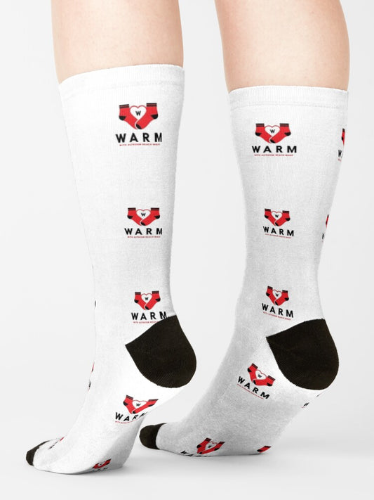 WARM Socks — Cozy Comfort Crew Socks with Bold ‘WARM’ Design, Everyday Soft Knit for Men & Women, Perfect Gift for Cold Weather, Comfort Seekers & Feel-Good Feet