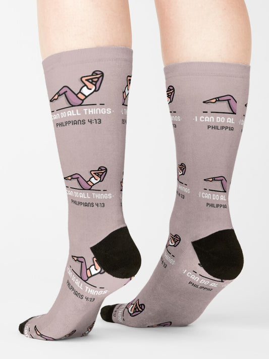 I Can Do All Things Socks — Philippians 4:13 Christian Scripture Crew Socks with Bold Faith Message, Uplifting Encouragement & Cozy Everyday Comfort Gift for Believers