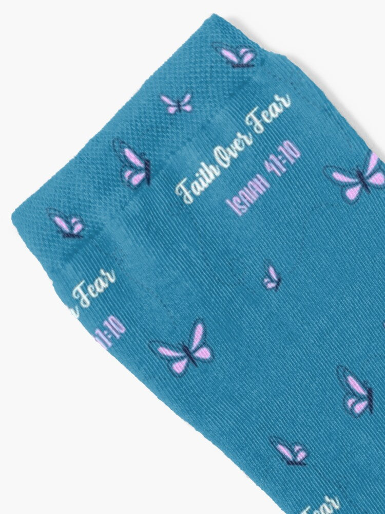 Faith Over Fear Socks — Isaiah 41:10 Christian Scripture Crew Socks with Encouraging Bible Verse, Everyday Comfort & Inspirational Gift for Believers