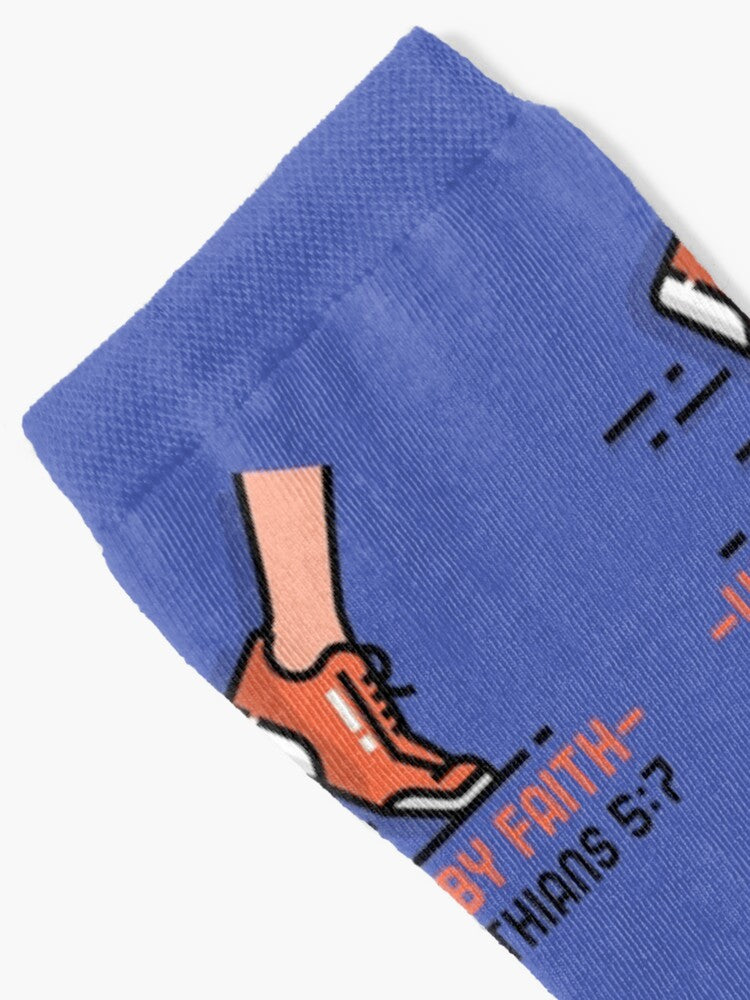 Walk by Faith Socks — 2 Corinthians 5:7 Scripture Crew Socks with Bold Christian Message, Encouraging Faith-Filled Comfort & Inspirational Gift for Believers
