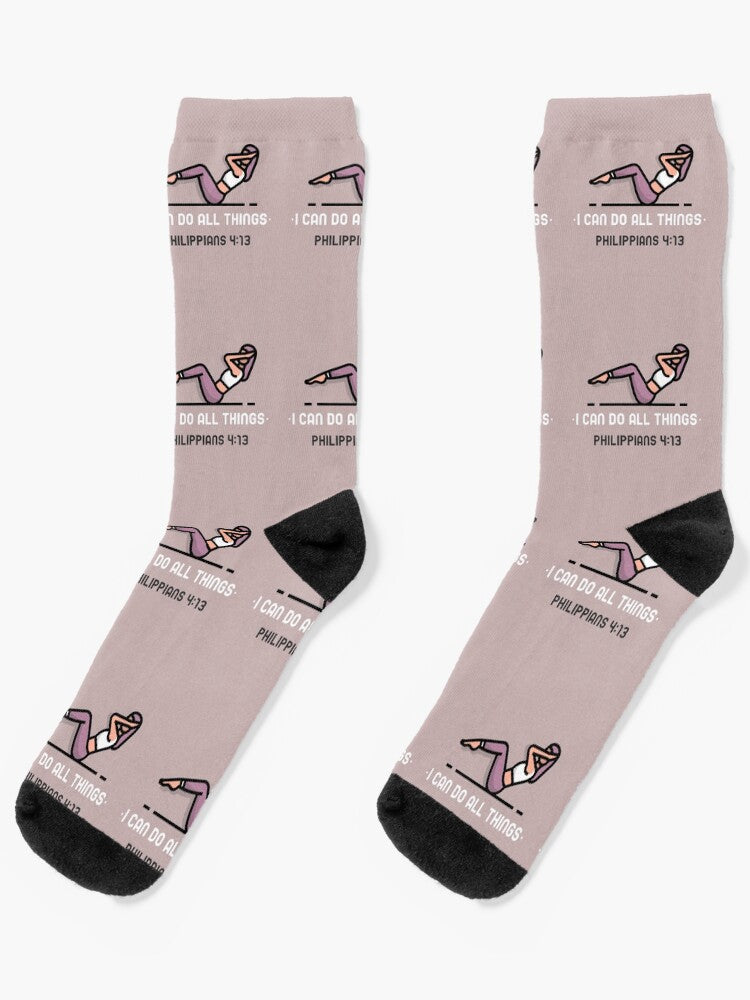 I Can Do All Things Socks — Philippians 4:13 Christian Scripture Crew Socks with Bold Faith Message, Uplifting Encouragement & Cozy Everyday Comfort Gift for Believers